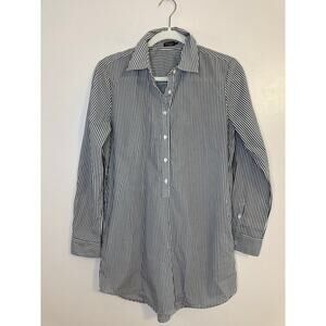 J. McLaughlin Women’s Long Sleeve Button Up Taupe Stripe Shirt Dress Simall